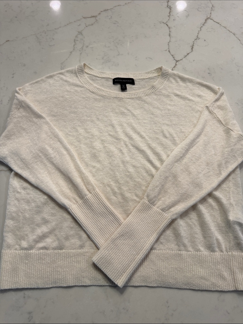 Banana Republic Ivory Crewneck Sweater-PETITE MEDIUM